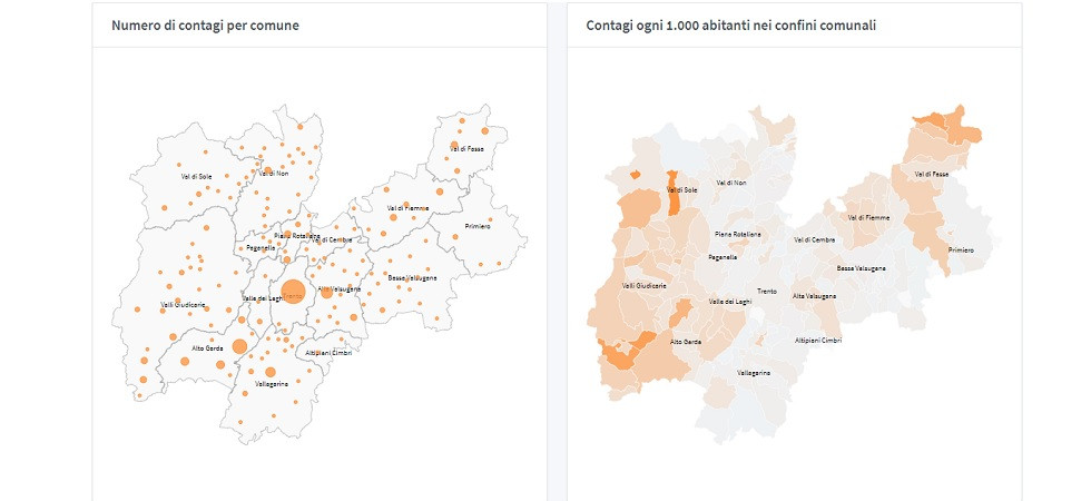 Coronavirus in Trentino, nell'ultima settimana 3 contagiati a Storo e 2 a Mori